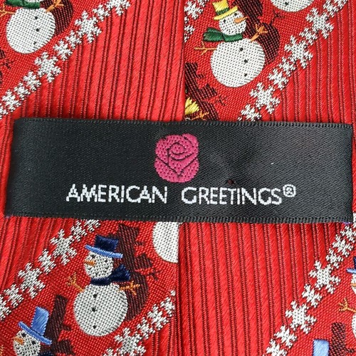 American Greetings Schneemänner 100 % handgefertigte Seidenkrawatte 2004 rot Krawatte Weihnachten - Bild 5 von 8