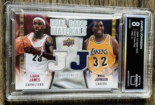 2009 UPPER DECK #DG-JJ LEBRON JAMES MAGIC JOHNSON GAME MATERIALS ARENA CLUB 8 NM