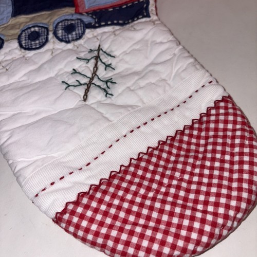 Medias de Navidad acolchadas Pottery Barn Kids Train 23" nuevas con etiqueta - Imagen 3 de 13