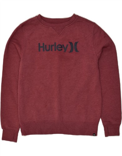 Hurley Damen Grafik Sweatshirt Pullover UK 12 Medium weinrot Baumwolle BB61