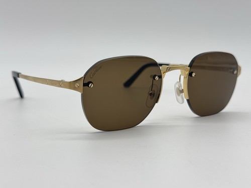 SANTOS DE CARTIER AVIATOR RIMLESS GOLD SUNGLASSES CT0459S NEW 100% GENUINE $1600