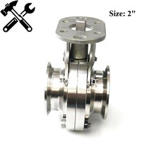 Sanitary Butterfly Valve Stainless Steel 304 2" Clamp OD 64mm With Bracket