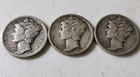 Lot of 3 Silver Mercury Dimes (1935, 1936 And 1937) - 90% Silver US Coins