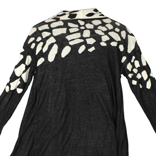 St. John Waterfall Open Front Sweater Cardigan Womens Size S Animal Print Caviar - Picture 5 of 13