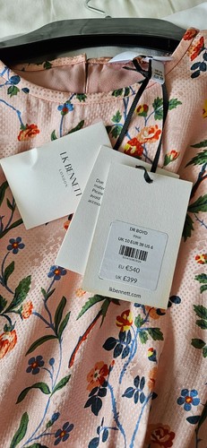 BNWT LK Bennett Boyd Pink Rosebud Print Silk Midi Dress - Size 10 - Picture 10 of 11