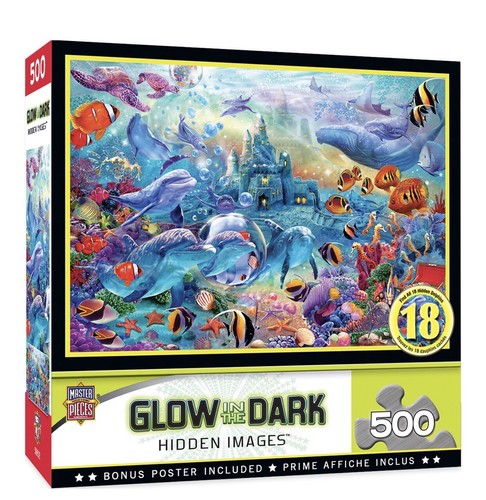 MasterPieces Hidden Images Glow In The Dark Sea Castle Delight 500pc Puzzle NEW