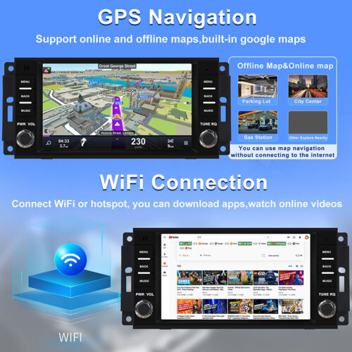 7" For Jeep Wrangler 2008-2010 Android wireless Carplay Car Stereo Radio GPS 64G - Picture 16 of 20