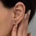 2Ct Pear Cut Lab Created Green Emerald Stud Earrings 14K Yellow Gold Plated