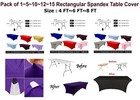 4/6/8 FT Spandex Fitted Table Covers Stretch Rectangular Tablecloths - FREE SHIP