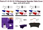 4/6/8 FT Spandex Fitted Table Covers Stretch Rectangular Tablecloths - FREE SHIP