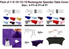 4/6/8 FT Spandex Fitted Table Covers Stretch Rectangular Tablecloths - FREE SHIP