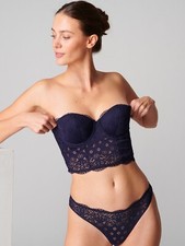 NWT Simone Perele Aimee Bustier Bra in Blue Size 2/Small. MSRP 120