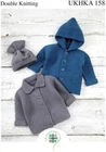 UKHKA 158 Baby Jackets & Hat Knitting Pattern In Double Knitting
