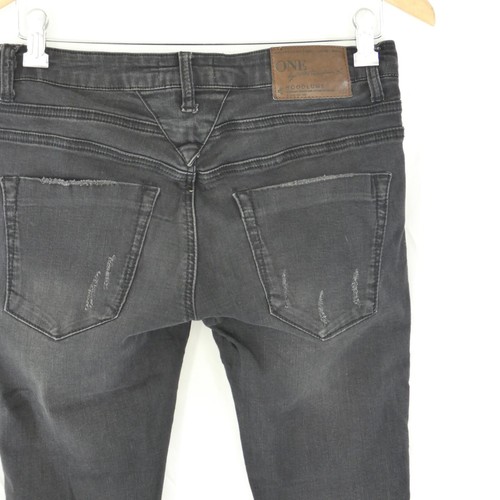 One Teaspoon Skinny Jeans Distressed Grey Stone Wash Trousers Buttons Size 26 - Picture 6 of 9