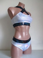 Schminke   pole dance set polewear hologram crop top  scrunch butt bottoms UV