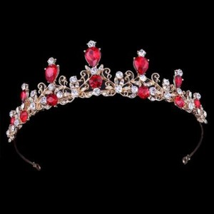 Kentop Retro Tiara Sapphire Crown Tiara Headband for Wedding Party Birthday