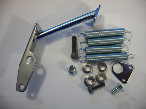 FMR THROTTLE RETURN SPRING BRACKET KIT HOLLY STYLE CHROME STEEL,SP6056 2BBL/4BBL - Picture 2 of 3
