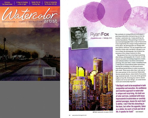 Skyline of downtown Raleigh NC at sunset. Colorful watercolor painting print - Picture 5 of 9