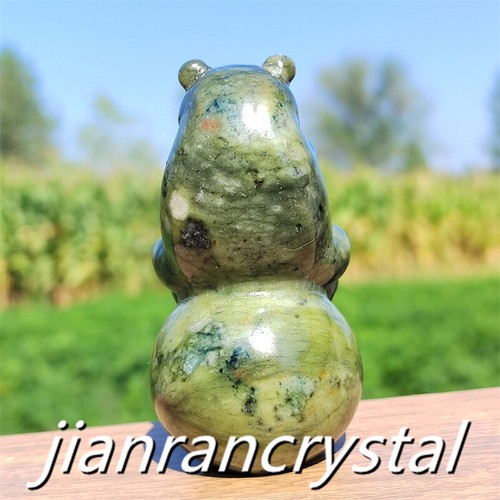 Figura de cristal calavera de cuarzo tallada rana de jade Xiuyan natural de 2,5" 1 pieza - Imagen 11 de 11