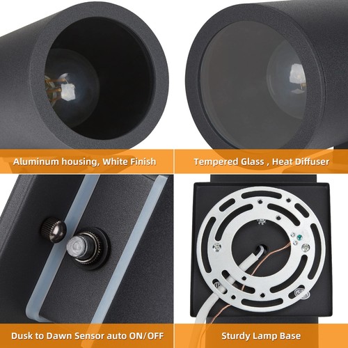 Outdoor Wall Lights, Exterior Dusk to Dawn Sensor Wall Lanterns, Matte Black ... - Picture 7 of 7