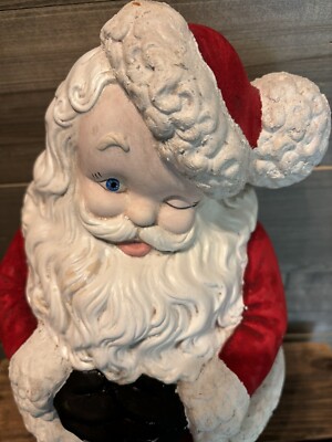 【値下げしました】フランクリン・ミントSanta Claws 限定版 プレート Vintage Atlantic Mold Ceramic Winking Santa Claus 14” Christmas