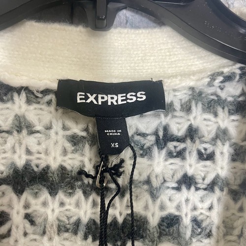 NWT Express White And Black Wool Blend Woven Button Up Cardigan/Sweater Size XS - Picture 5 of 11