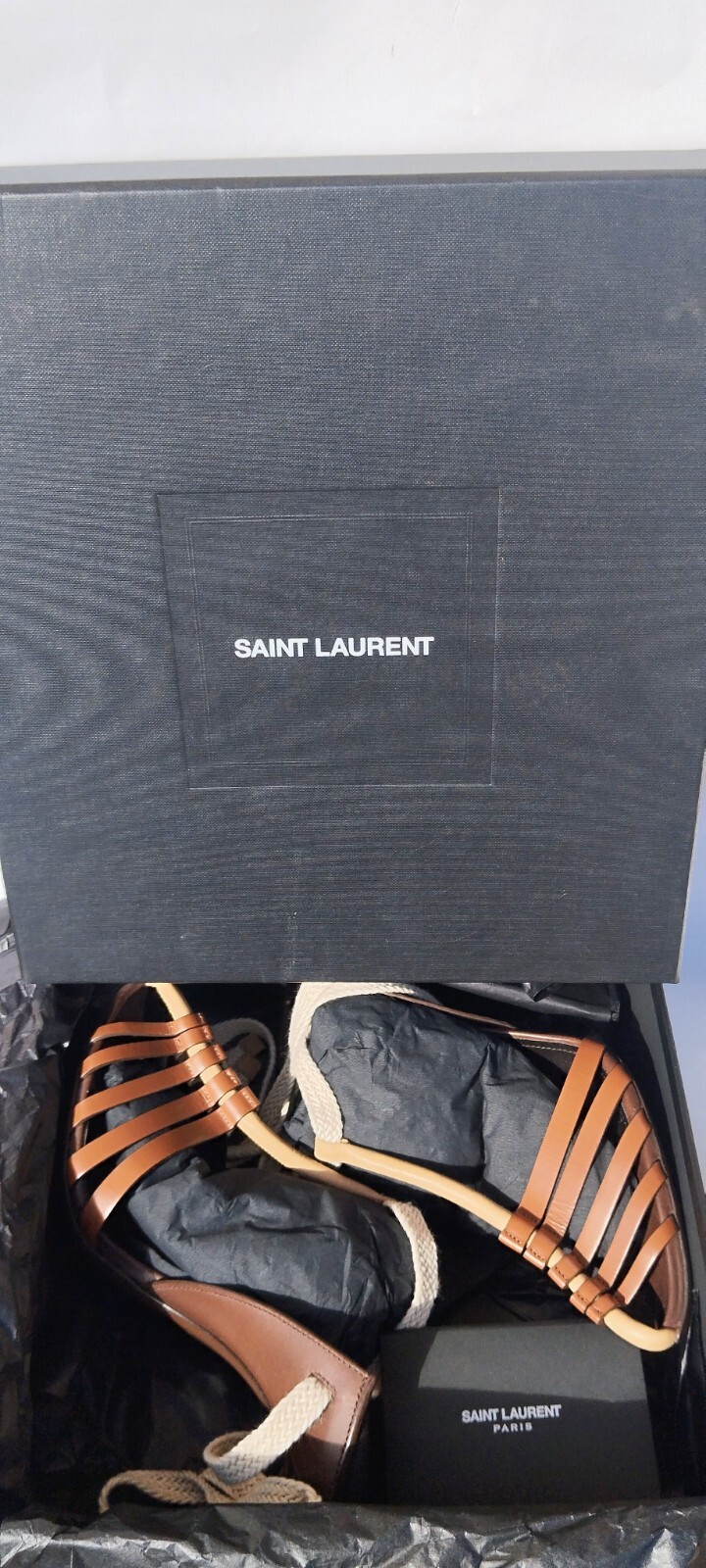 Saint Laurent Tacci Alti 100% PELLE DI VITELLO Nuovi Con La Scatola