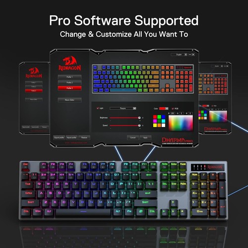 Redragon K556 PRO Upgraded Wireless RGB Gaming Keyboard, PRO, Red Switch - Picture 8 of 9