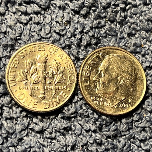 Dime Error Lot(1999 P Pre Cud Reverse , and 2005 P Large Die Chip Obverse) - Picture 3 of 8
