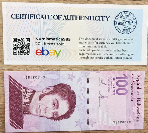 x75 Venezuela 100 Digitales 2023 UNC 100 Million Bolívares series 💎 NEW/COA - Picture 5 of 6