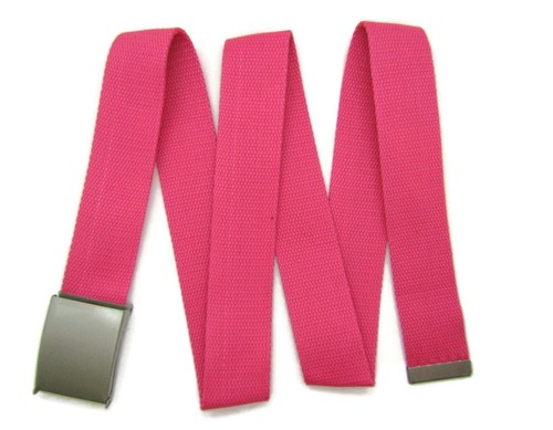 Unisex Quality Cotton Plain Webbing Canvas Belt Silver Buckle Size 52'' 18/20 - Picture 131 of 259