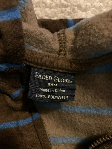 Felpa con cappuccio e zip intera marrone Faded Glory taglia 24M - CP - Foto 3 di 3