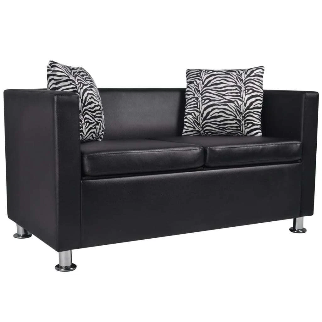 NNEVL Sofa 2-Seater Artificial Leather Black