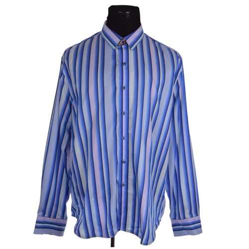 Camicia uomo Robert Graham 2XL blu viola a righe 100% cotone - Foto 1 di 11