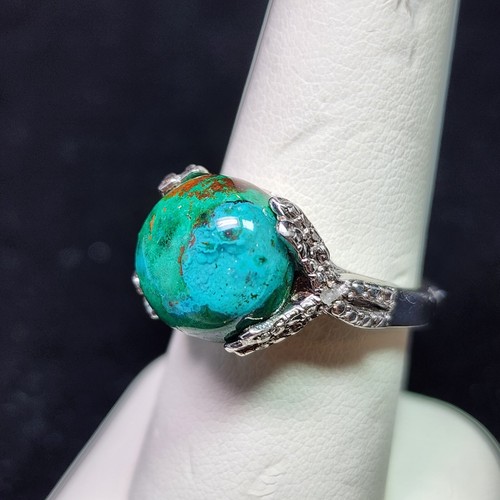 Anillo Chuck Clemency turquesa y diamante acento ornamentado talla 8 - Imagen 2 de 3