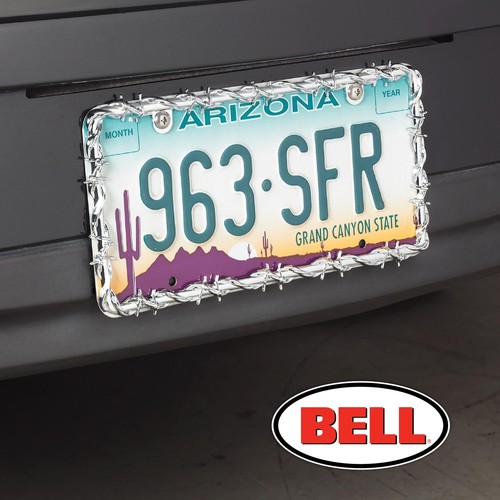 Bell Automotive Barbed Wire License Plate Frame Chrome Metal Zinc Alloy 80 Ch... - Picture 6 of 6
