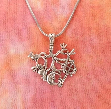 Cimaruta Charm Necklace or Earrings, Italian Broom Raven Heart Solar Cross Moon