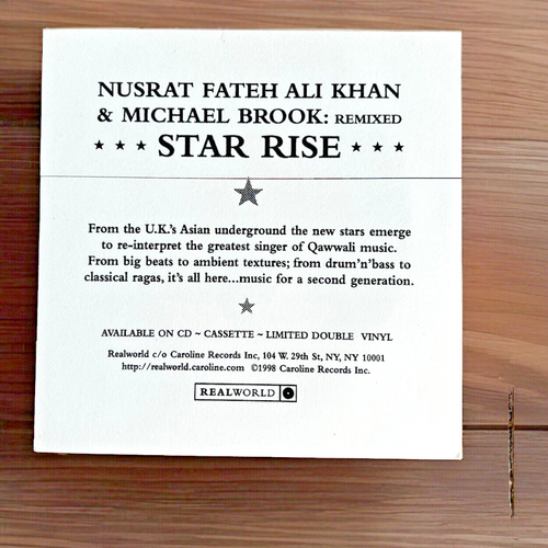 Pegatina promocional/ventana adhesiva ~ Nusrat Fateh Ali Khan ~ Star Rise ~ 1998 ~ [ja - Imagen 2 de 2