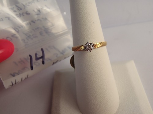 Massiver 14k Gelbgold 0,02ct Tw runder Diamant Versprechen Andenken Ehering Größe 6,5 - Bild 8 von 22