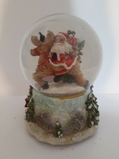 Merry Christmas Santa  Reindeer Musical Snow Globe
