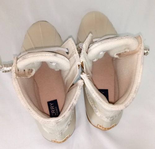 Sperry Damen Salzwasser Ente Stiefel Metallic Jacquard Beige Farbe Reißverschluss Größe 7 - Bild 6 von 14