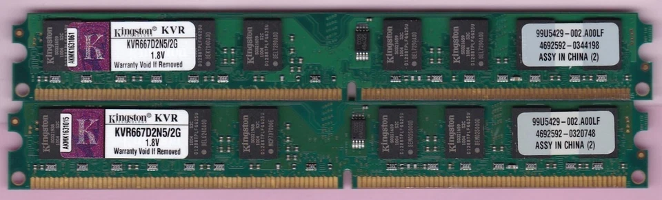 4GB 2x2GB KINGSTON KVR667D2N5/2G DDR2-667 PC2-5300 Low Profile Ram Memory Kit - Image 3 of 4