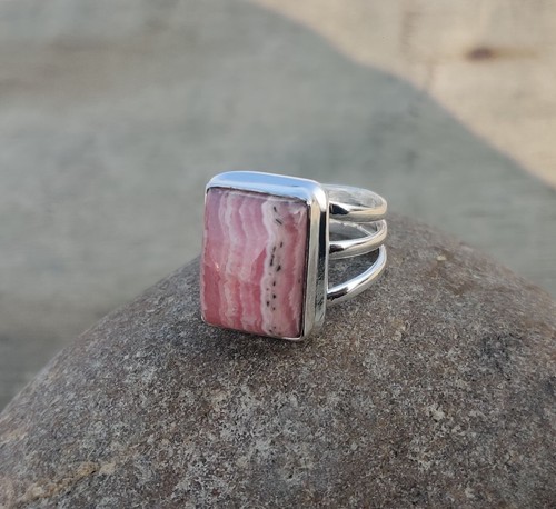 Rhodochrosite Gemstone Spinner Ring 925 Sterling Silver Handmade Gift PG424 - Picture 10 of 12