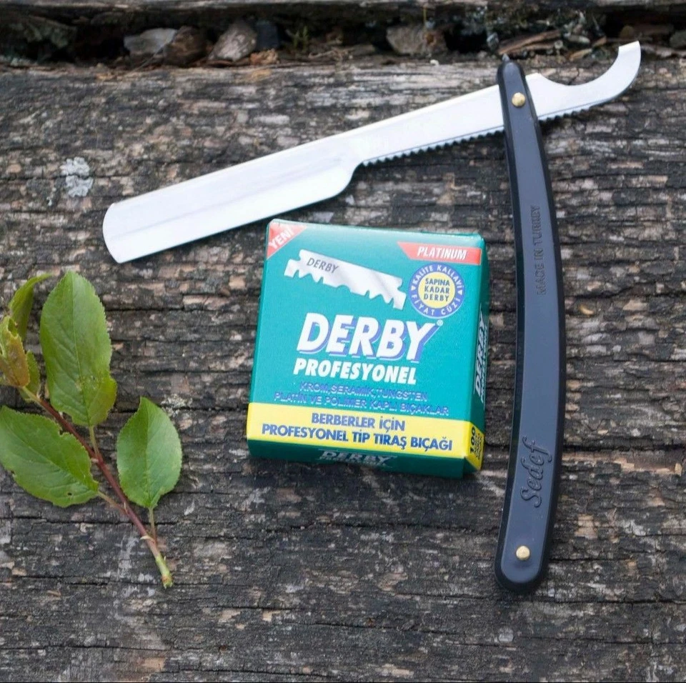 SEDEF DERBY Rasiermesser-Set SEDEF Ustura Bartschneider + 100 Derby Klingen