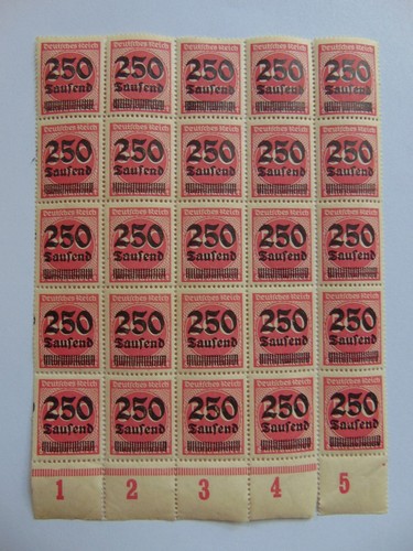 Bogenteil Deutsches Reich 250 Tsd. auf 500 Mark, 1923, Mi 295