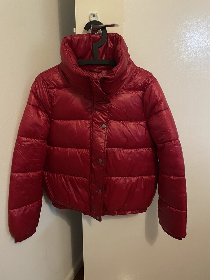 Women's ONLY Puffer Bomber Jacket Red In Great Conditions Size S