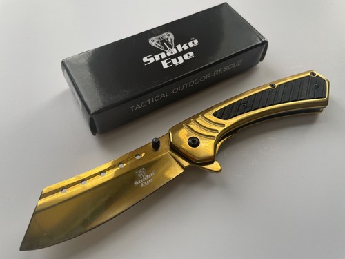 Cuchillo de bolsillo dorado plegable asistido Snake Eye SE-5263GD 8,25" - Imagen 1 de 2