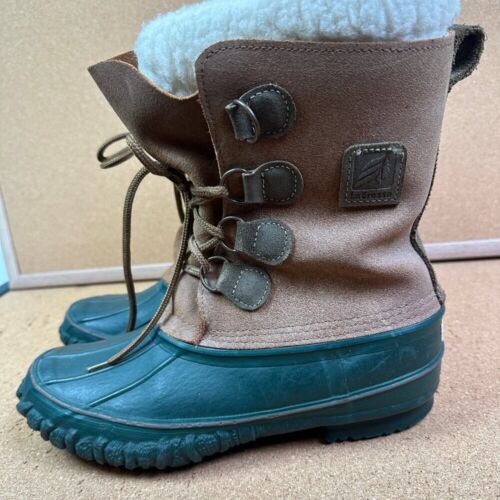 Botas LaCrosse Vintage Para Mujer Talla 9 Piel de Oveja Invierno Pato Verde y Marrón - Imagen 3 de 6