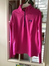 The North Face Women s Pink Navy Blue Textured Quarter Zip Pullover Small