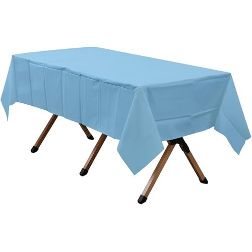 Paquete de 2 manteles rectangulares de plástico premium azul claro 54"x108" A02 azul claro - Imagen 2 de 7